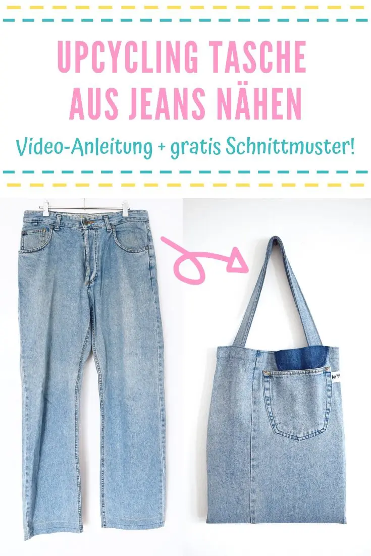 Einkaufstasche nähen mit GRATIS Schnittmuster / DIY Upcycling Tasche aus  Jeans - DIY MODE ©